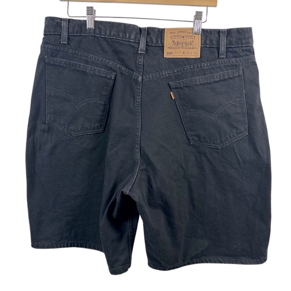 VTG Levi’s 550 Orange Tab Jorts Relaxed Fit Black Denim Shorts 90s Men’s 40